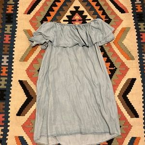 Off the shoulder chambray midi dress